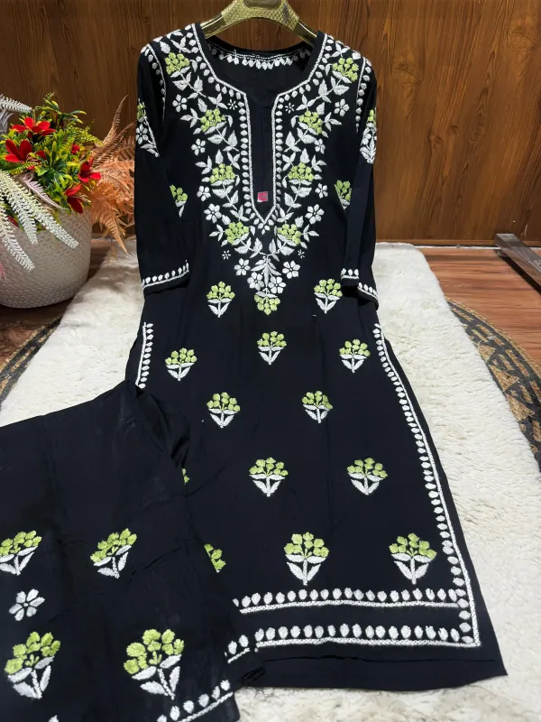 Black_Pista_Chikankari_Beautiful_Affordable_Dual_Thread_Color_Rayon_Plazzo