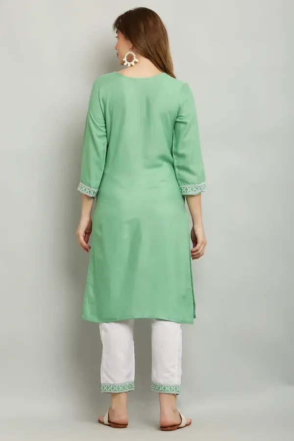Pista_Rayon_Kurti_With_Dupatta_And_Bottom_Wear_3_Piece_Set_For_Women