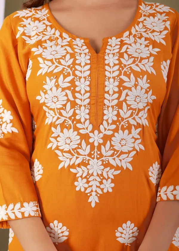 Yellow_Exclusive_Modal_Kurti_With_The_Plazzo_Chikankari_Fabric_For_Women