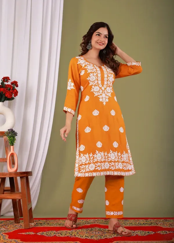 Yellow_Exclusive_Modal_Kurti_With_The_Plazzo_Chikankari_Fabric_For_Women
