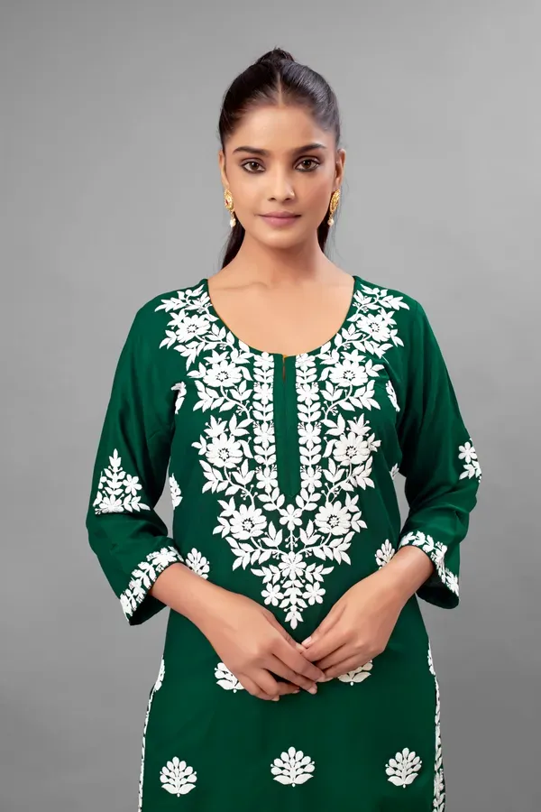 Green_Partywear_Chikankari_Straight_Kurta_Palazzo_Set_Readymade_For_Women