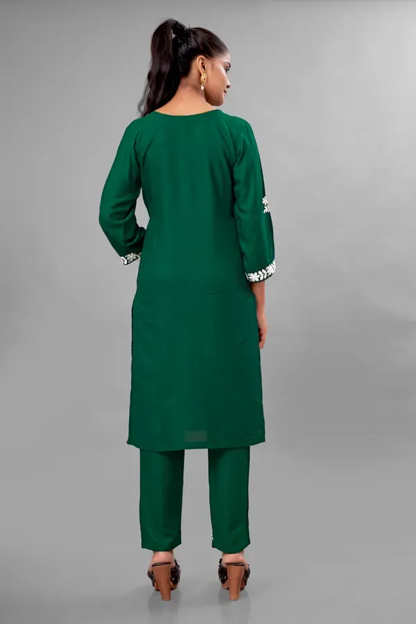 Green_Partywear_Chikankari_Straight_Kurta_Palazzo_Set_Readymade_For_Women