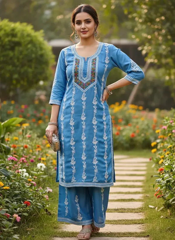 D_Sky_Elegant_Chikankari_Kurta_With_Palazzo
