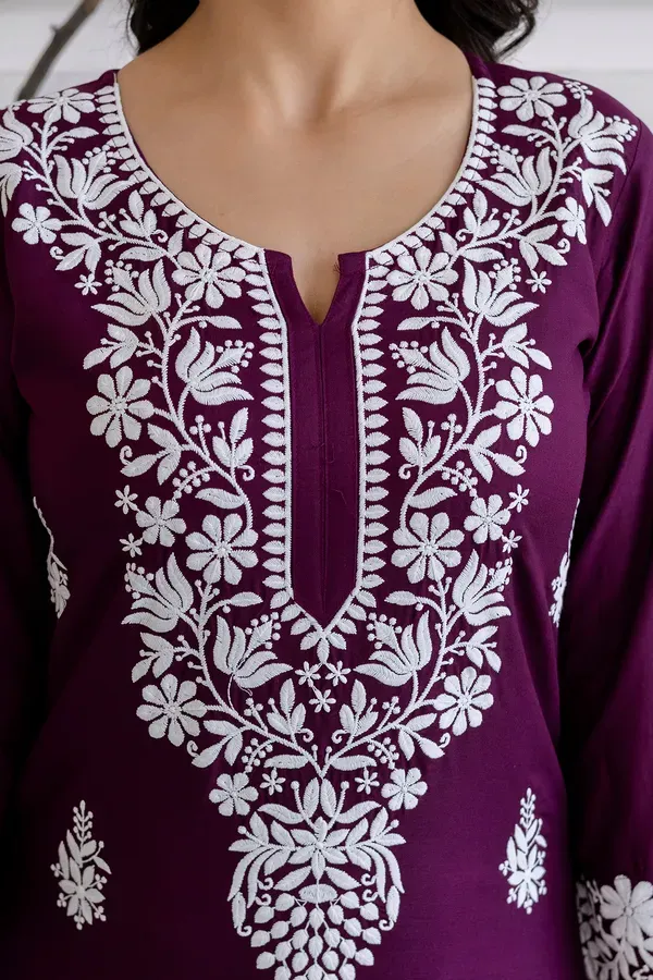 Wine_Women_S_Elegent_Kurti_Set_Kurti_Plazo_Set