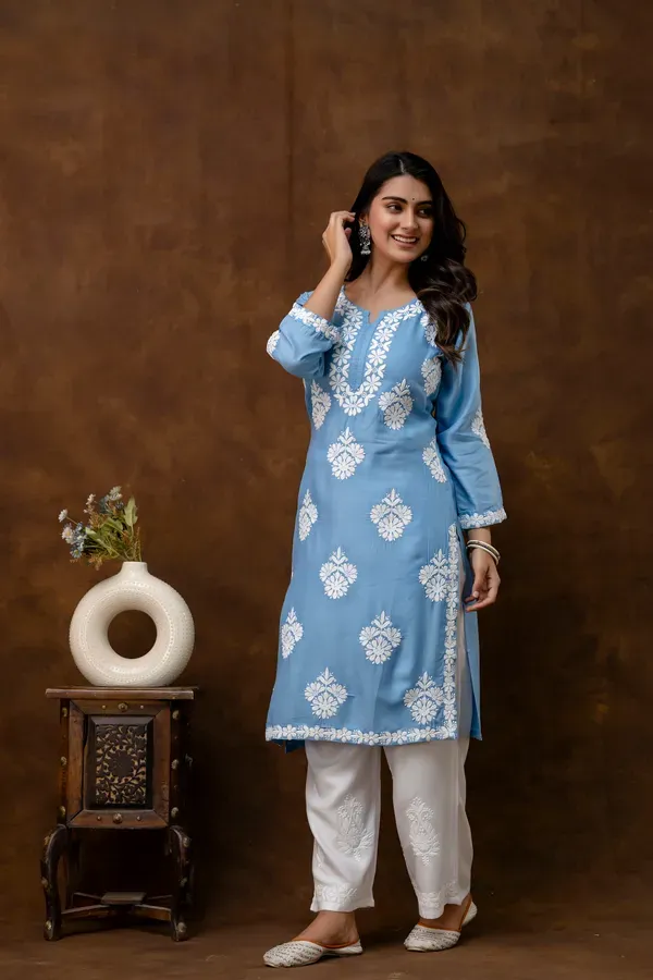 D_Sky_Floral_Embroidered_Round_Neck_Chikankari_Straight_Kurta_With_Palazzos