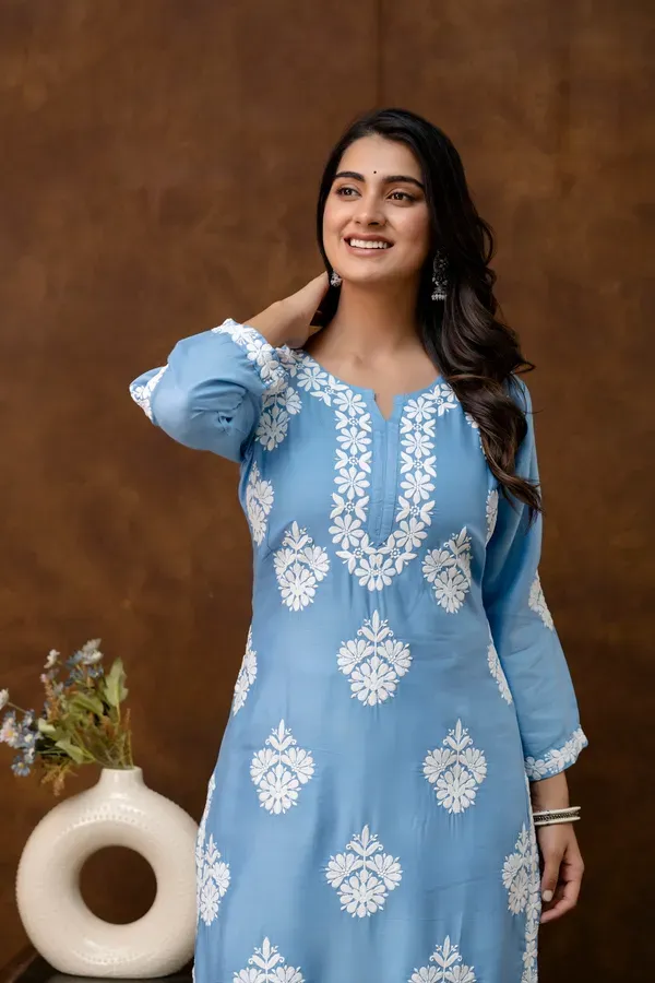 D_Sky_Floral_Embroidered_Round_Neck_Chikankari_Straight_Kurta_With_Palazzos