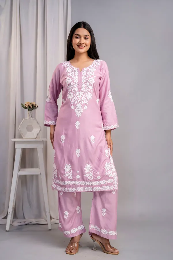 Pyazi_Women_S_Exclusive_Kurti_Palazzo_Set_On_Pure_Rayon_Fabric_Chikan_Suit