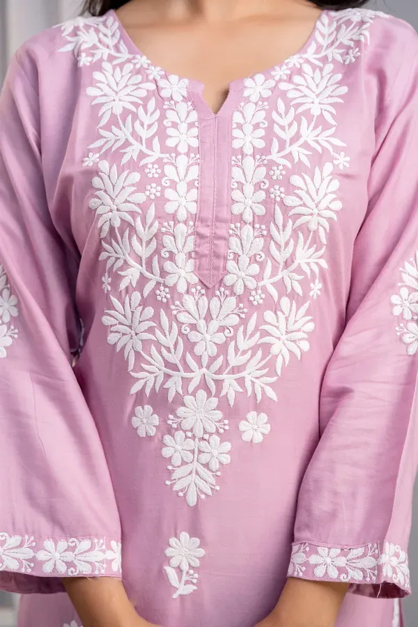 Pyazi_Women_S_Exclusive_Kurti_Palazzo_Set_On_Pure_Rayon_Fabric_Chikan_Suit
