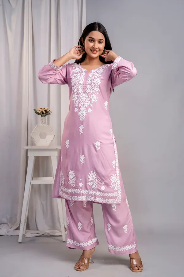 Pyazi_Women_S_Exclusive_Kurti_Palazzo_Set_On_Pure_Rayon_Fabric_Chikan_Suit