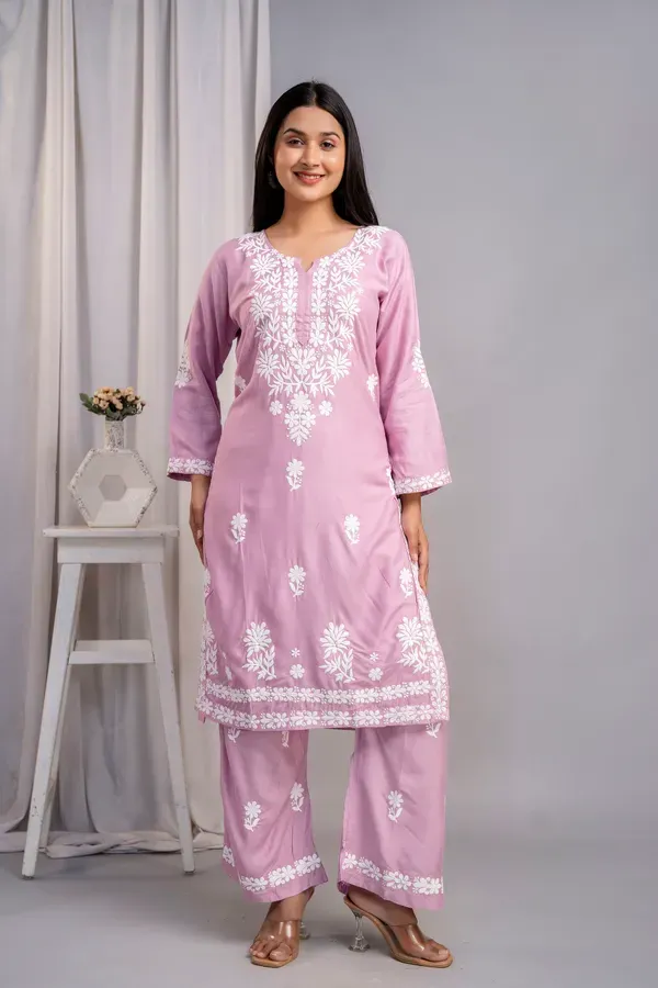 Pyazi_Women_S_Exclusive_Kurti_Palazzo_Set_On_Pure_Rayon_Fabric_Chikan_Suit