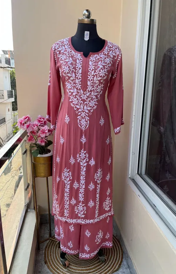 Misty_Rose_Buy_Stylish_Ethnic_Chikankari_Kurta_With_Plazzzo_Set