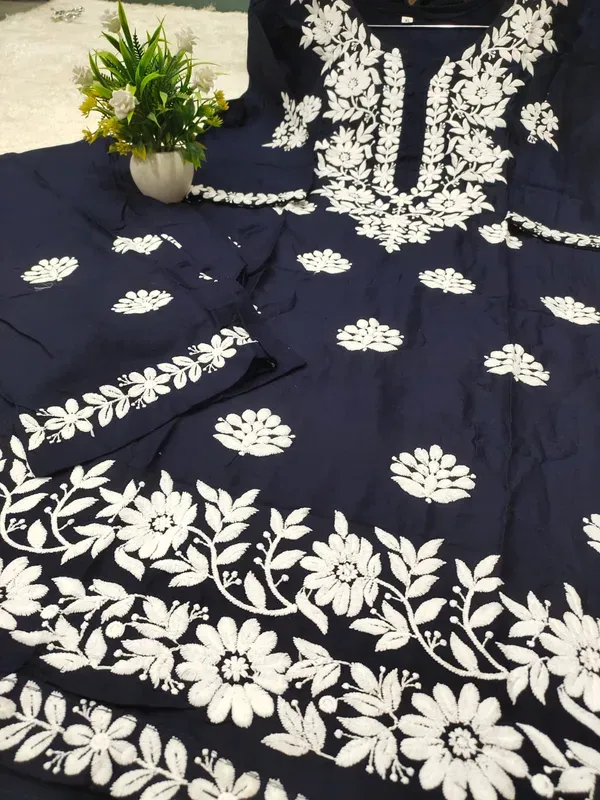 Blue_Women_Embroidery_Chikankari_Kurti_Plazzo_Set