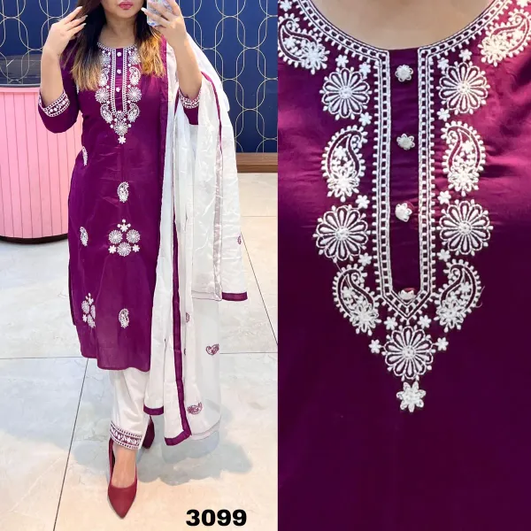 Wine_Elegant_Embroidered_Kurta_Set_With_Dupatta_For_Women