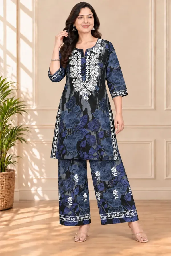 Black_Buy_Printed_Cotton_Kurta_With_Plazzo_Set