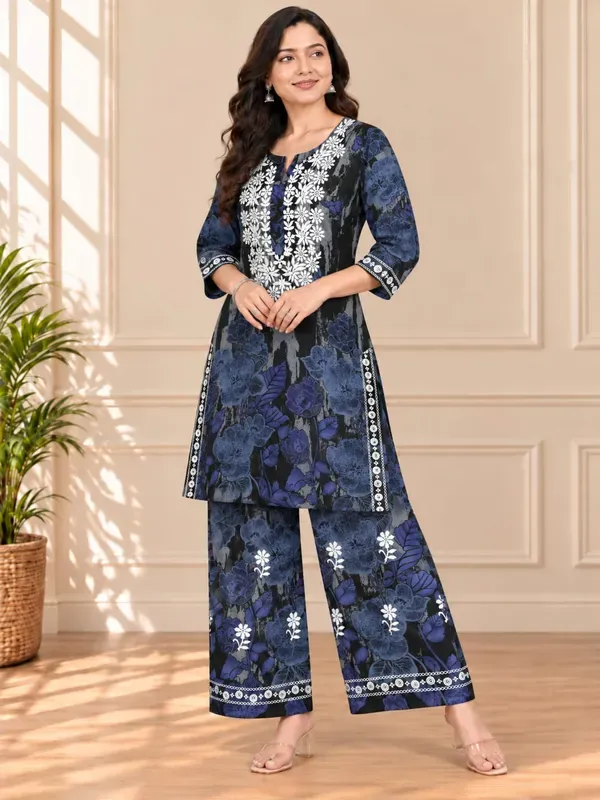 Black_Buy_Printed_Cotton_Kurta_With_Plazzo_Set