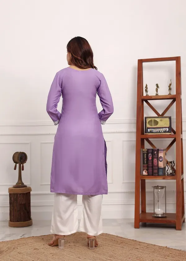 Light_Purple_Embroidered_Chikan_Kurta_With_Plazzo_Ethnic_Indian_Wear_Chikankari_Work
