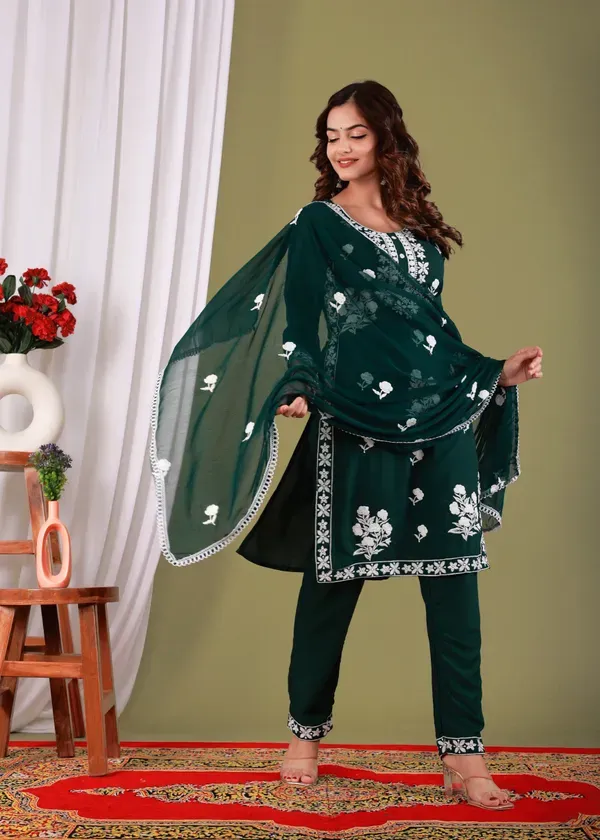 Green_Rayon_Embroidered_Kurta_Pant_With_Dupatta_Set_For_Women