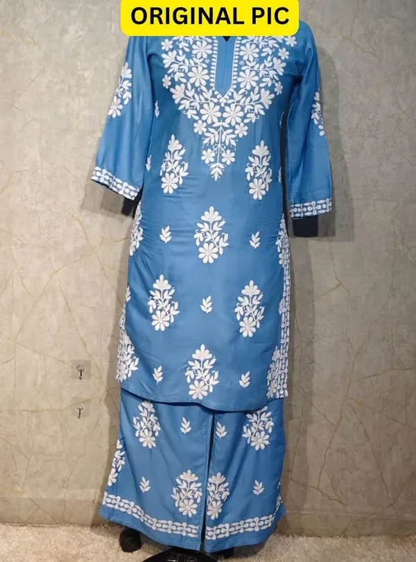 Dark_Sky_Rayon_Cotton_Chikankari_Kurta_With_Palazzo_For_Women