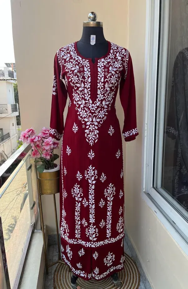 Maroon_Buy_Stylish_Ethnic_Chikankari_Kurta_With_Plazzzo_Set