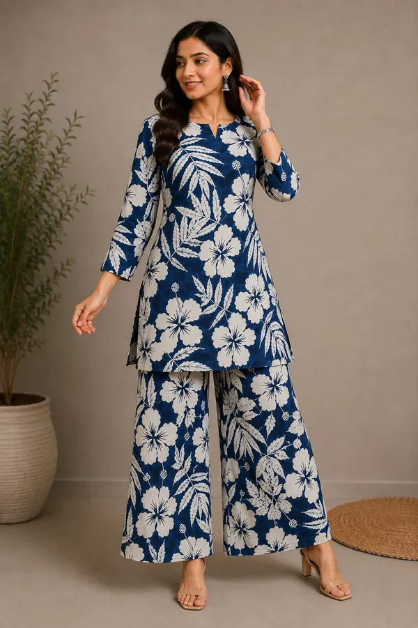 Blue_Cotton_Printed_Co_Ord_Set_Western_Wear