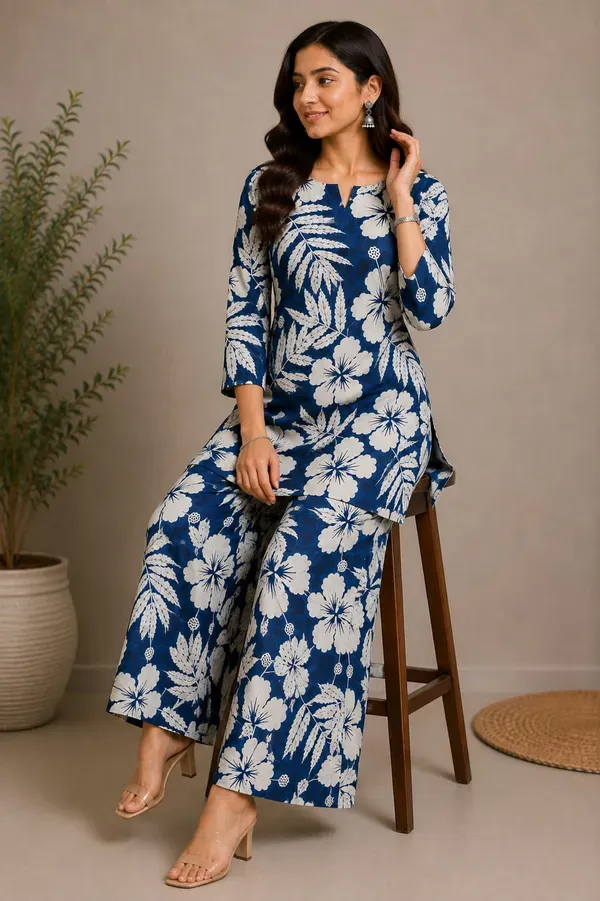 Blue_Cotton_Printed_Co_Ord_Set_Western_Wear