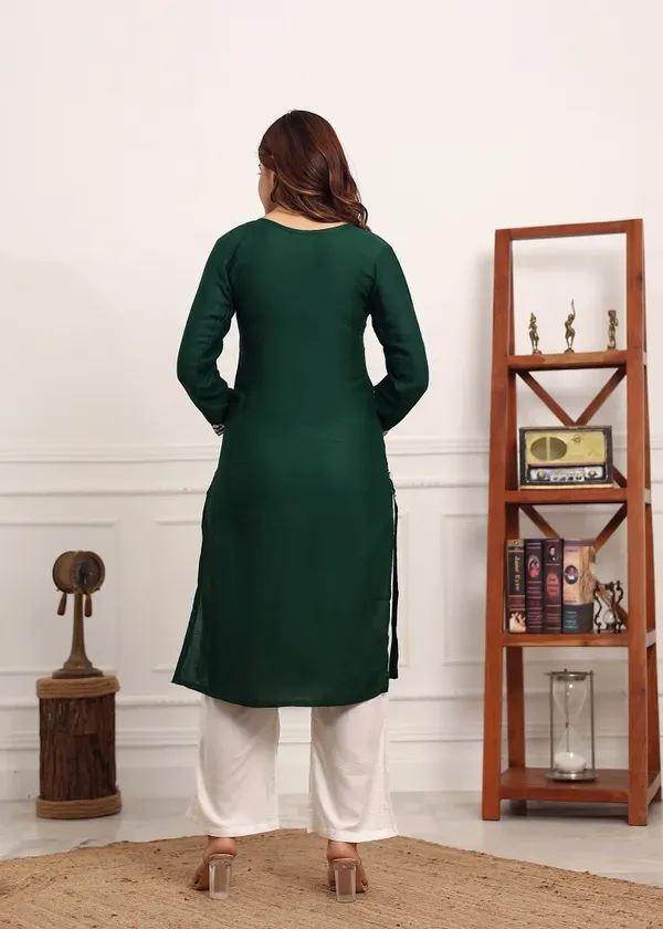 Green_Elegant_Chikankari_Below_Knee_Length_Kurti_Plazo_Set_Perfect_For_All