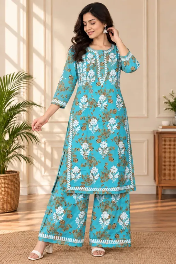 Pool_Buy_Mulmul_Cotton_Printed_Chikankari_Kurta_And_Plazzo_Set