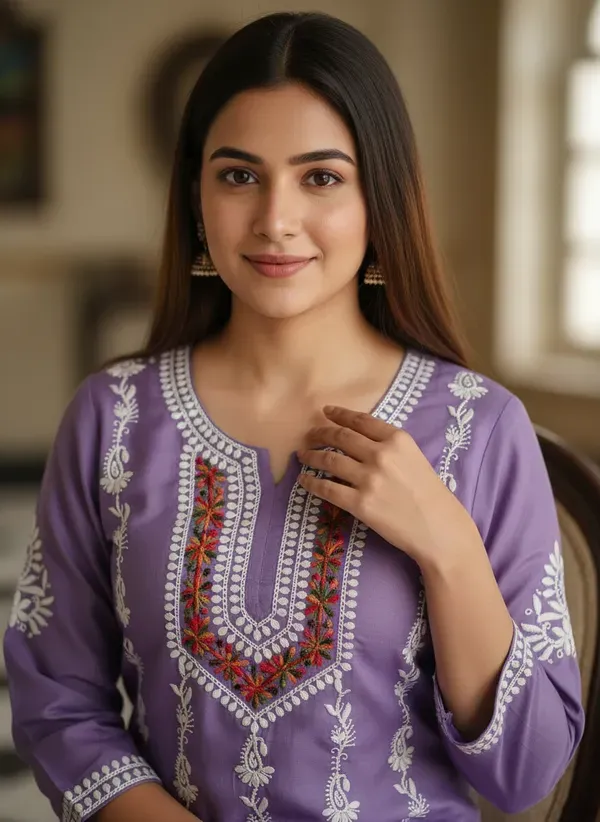 Light_Purple_Elegant_Chikankari_Kurta_With_Palazzo