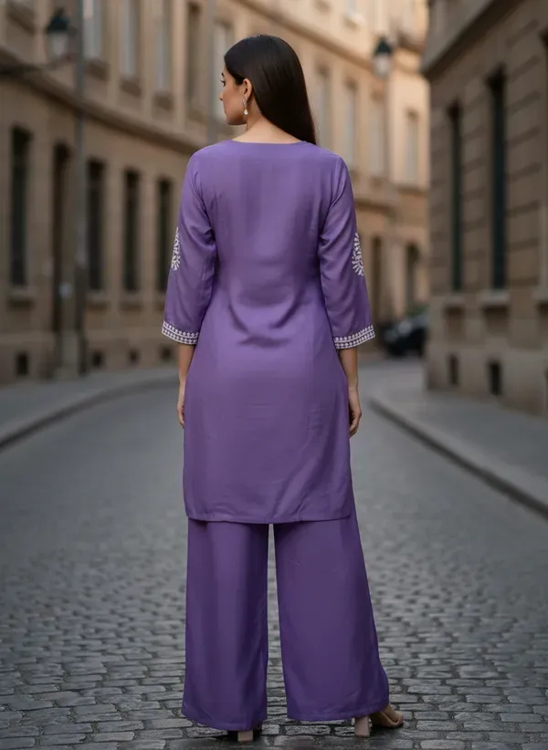 Light_Purple_Elegant_Chikankari_Kurta_With_Palazzo