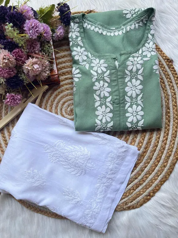 Rama_Green_Chikankari_Kurta_Set_For_Women