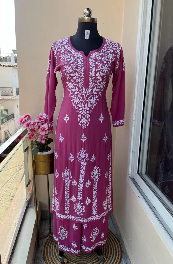 Magenta_Buy_Stylish_Ethnic_Chikankari_Kurta_With_Plazzzo_Set
