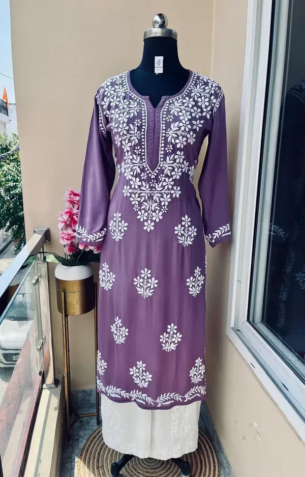 Light_Purple_Rayon_Kurti_And_Plazzo_Set_For_Women