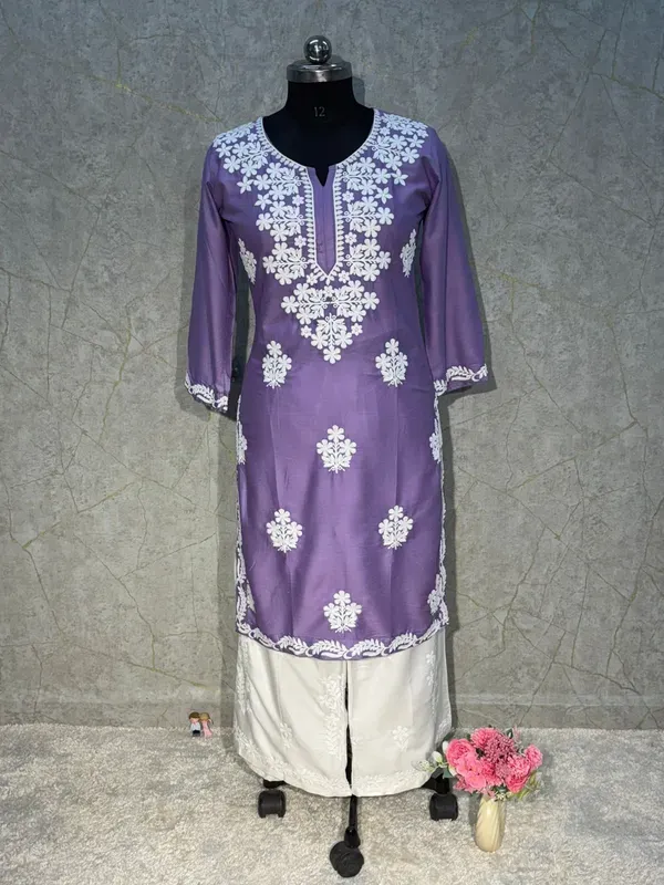 Light_Purple_Rayon_Kurti_And_Plazzo_Set_For_Women