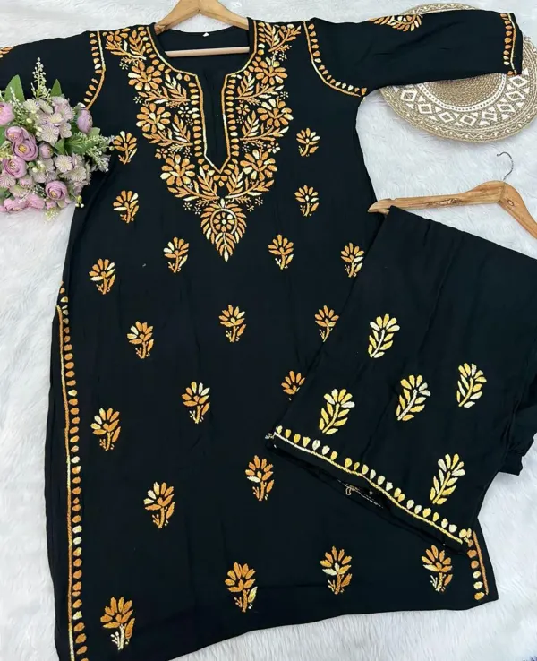 Black_Chiku_Traditional_Chikankari_Work_Kurta_Set
