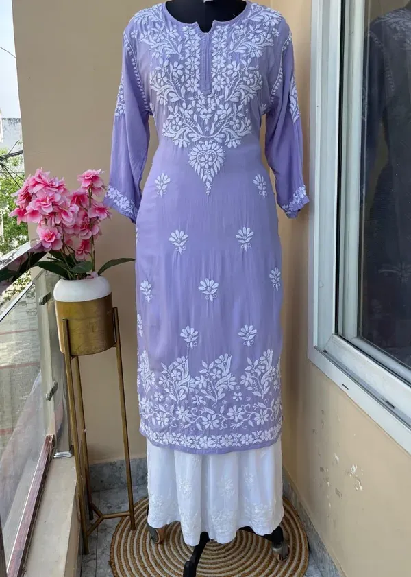Light_Purple_Primum_Rayon_Kurti_And_Thick_Cotton_Plazo_Set_For_Women