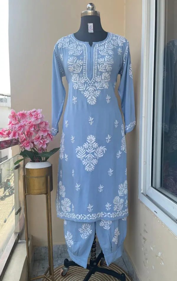 D_Sky_Chikankari_Reyon_Kurti_With_Afgani_Salwar_Suit