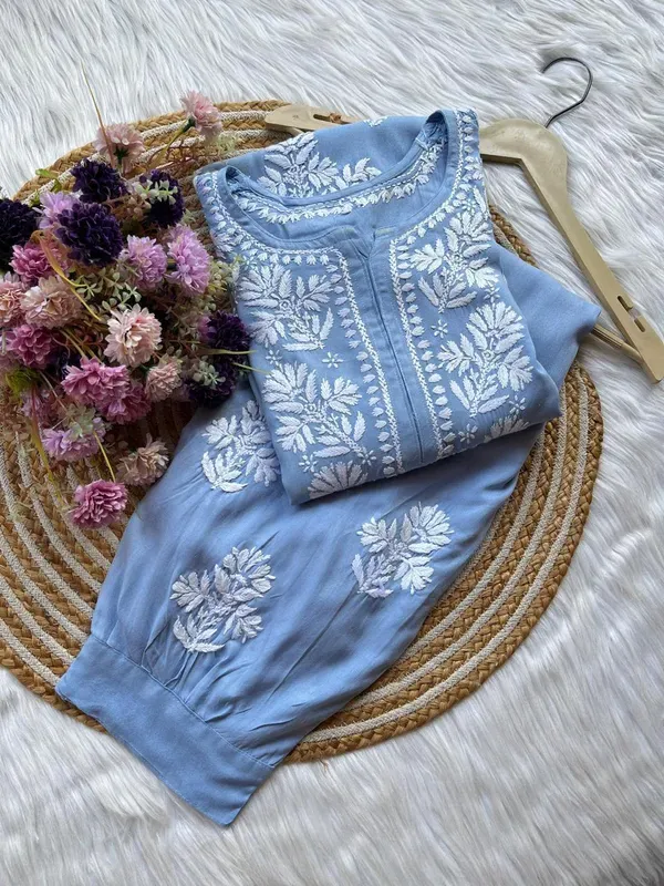 D_Sky_Chikankari_Reyon_Kurti_With_Afgani_Salwar_Suit
