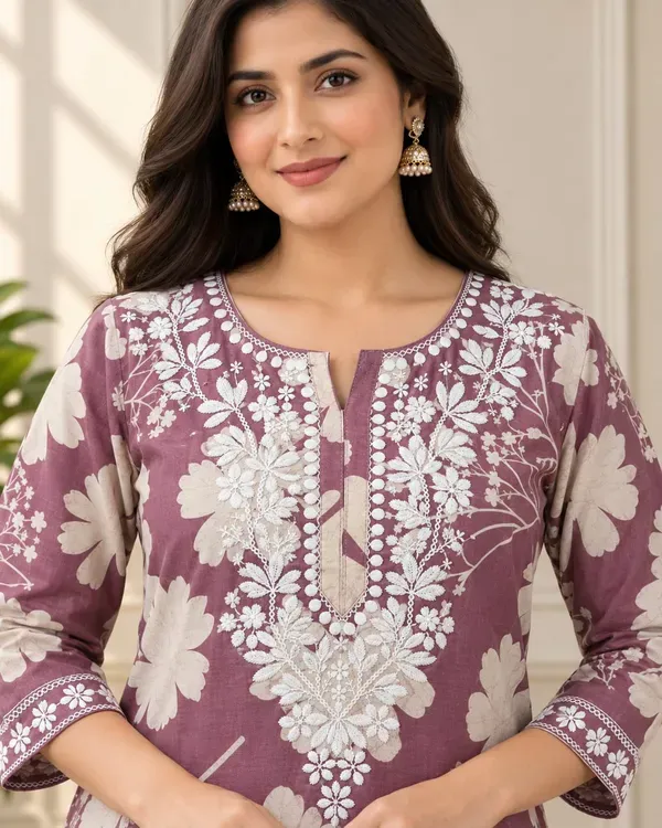 Misty_Rose_Designer_Cotton_Printed_Chikankari_Work_Kurta_And_Plazzo_Set
