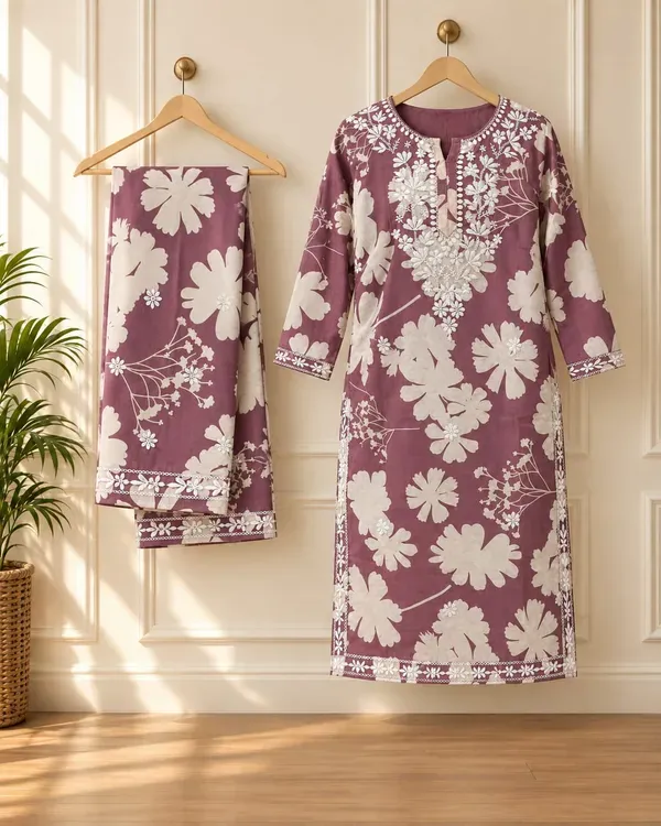 Misty_Rose_Designer_Cotton_Printed_Chikankari_Work_Kurta_And_Plazzo_Set
