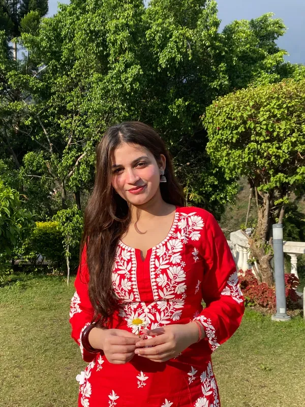 Red_Chikankari_Reyon_Kurti_With_Afgani_Salwar_Suit