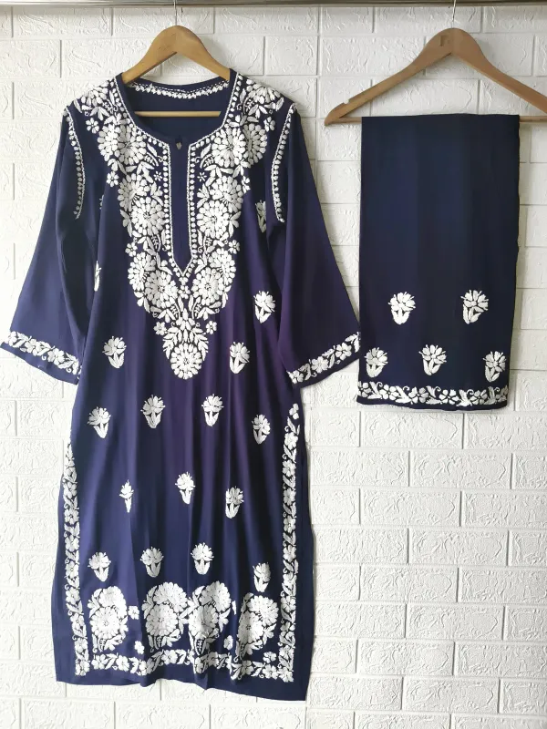 Blue_Stylish_Chikankari_Heavy_Kurta_And_Plazzo_Set