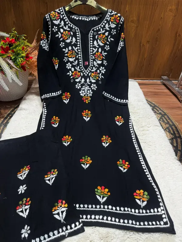 Black_Multy_Chikankari_Beautiful_Affordable_Dual_Thread_Color_Rayon_Plazzo
