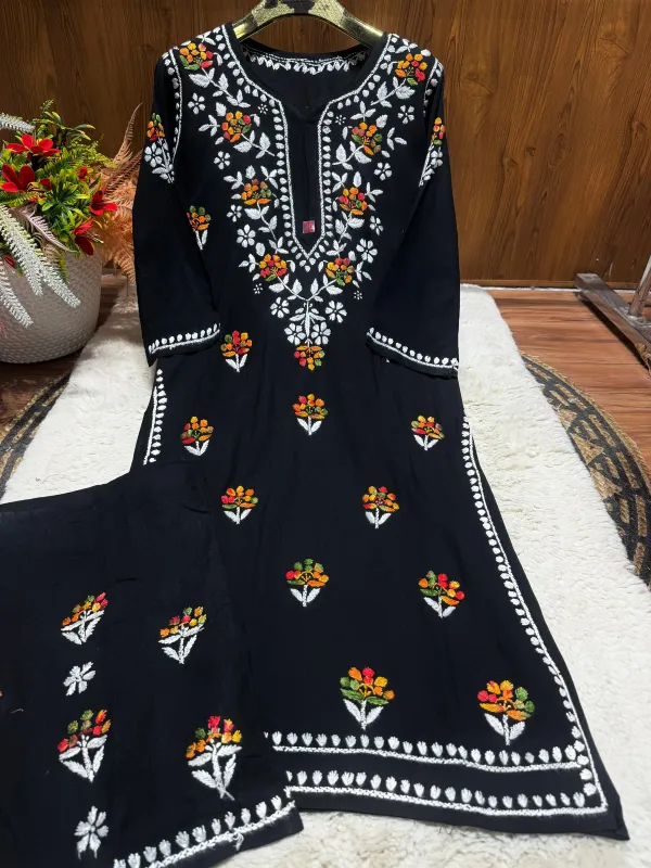 Black_Multy_Chikankari_Beautiful_Affordable_Dual_Thread_Color_Rayon_Plazzo