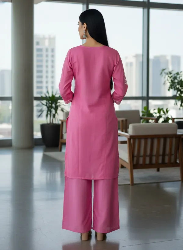 Pink_Elegant_Chikankari_Kurta_With_Palazzo