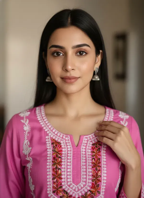 Pink_Elegant_Chikankari_Kurta_With_Palazzo