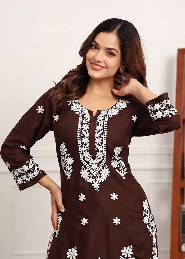 Cofee_Premium_Rayon_Kurti_Plazo_Set