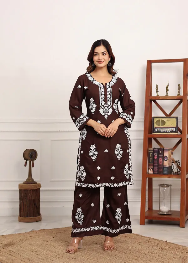 Cofee_Premium_Rayon_Kurti_Plazo_Set