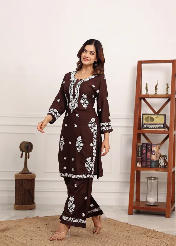 Cofee_Premium_Rayon_Kurti_Plazo_Set