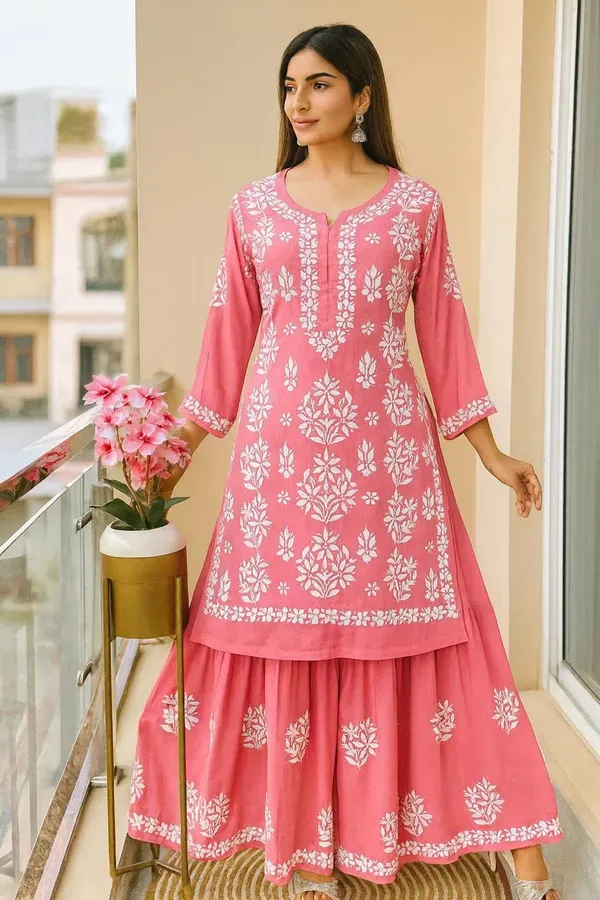 Coral_New_Stylish_Kurta_And_Sarara_Set
