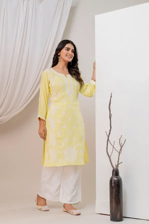 Light_Lemon_Women_Embroidered_Chikankari_Modal_Kurta_Set